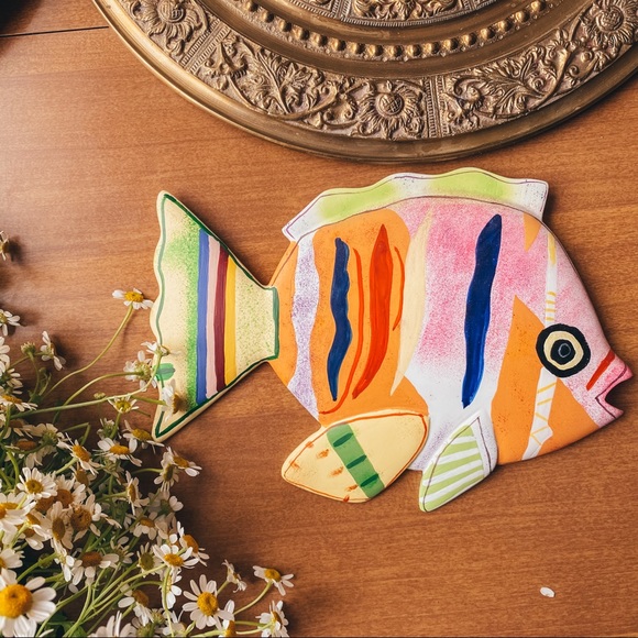 Vintage Other - Caribbean Bright Colorful Fish Boho Wall Hanging